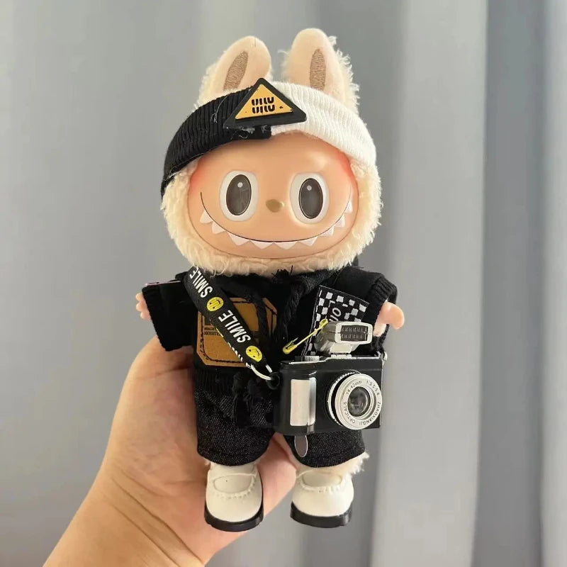17cm Cute Mini Labubu Clothes Plush Hoodie Idol Dolls Jumpsuit Clothing Fans Overalls No Doll Accessories for Korea Kpop Exo