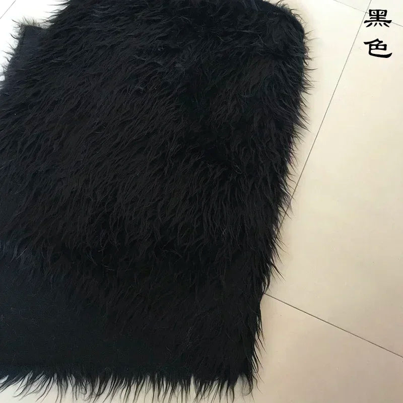 Long Hair Plush Fabric Faux Fur by the Meter for Upholstery Toys Props Decorative Cloth Diy Sewing Soft Comfortable Purple Brown
