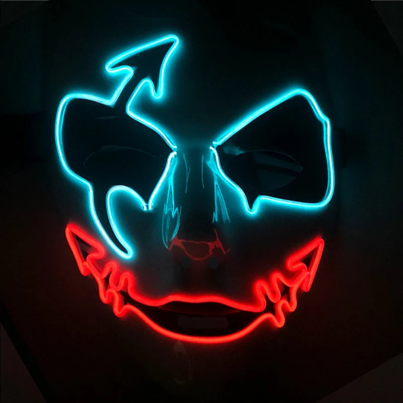 Shuffle Dance Mask Luminous Purge Mask Demon Slayer Glowing Masquerade Cosplay Mask for Halloween Horror Haunted House Props