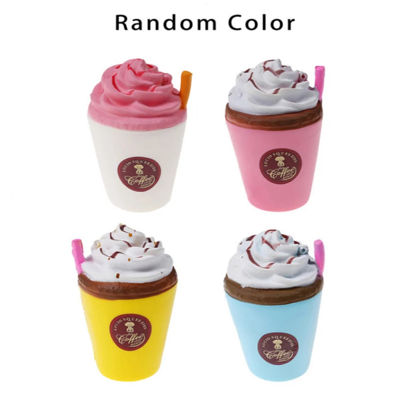 Squishy Toy Cute Food Antistress Pink Milk Tea Donuts Rising Toys Abreact Soft Squishi Stress Relief Toys Funny Girls Gifts
