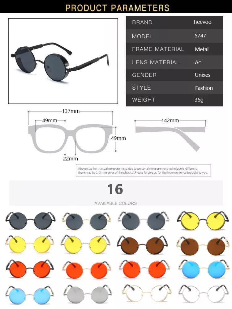 Metal Steampunk Sunglasses Men Women Fashion Round Glasses Brand Designer Vintage Sun Glasses High Quality Oculos De Sol 2021