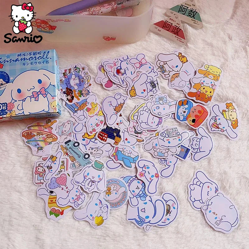 60Pcs Anime Stickers Sanrio Accessories Y2K Hello Kitty Things Kuromi Stickers Waterproof Cinnamoroll Pochacco Stickers Kid Toy