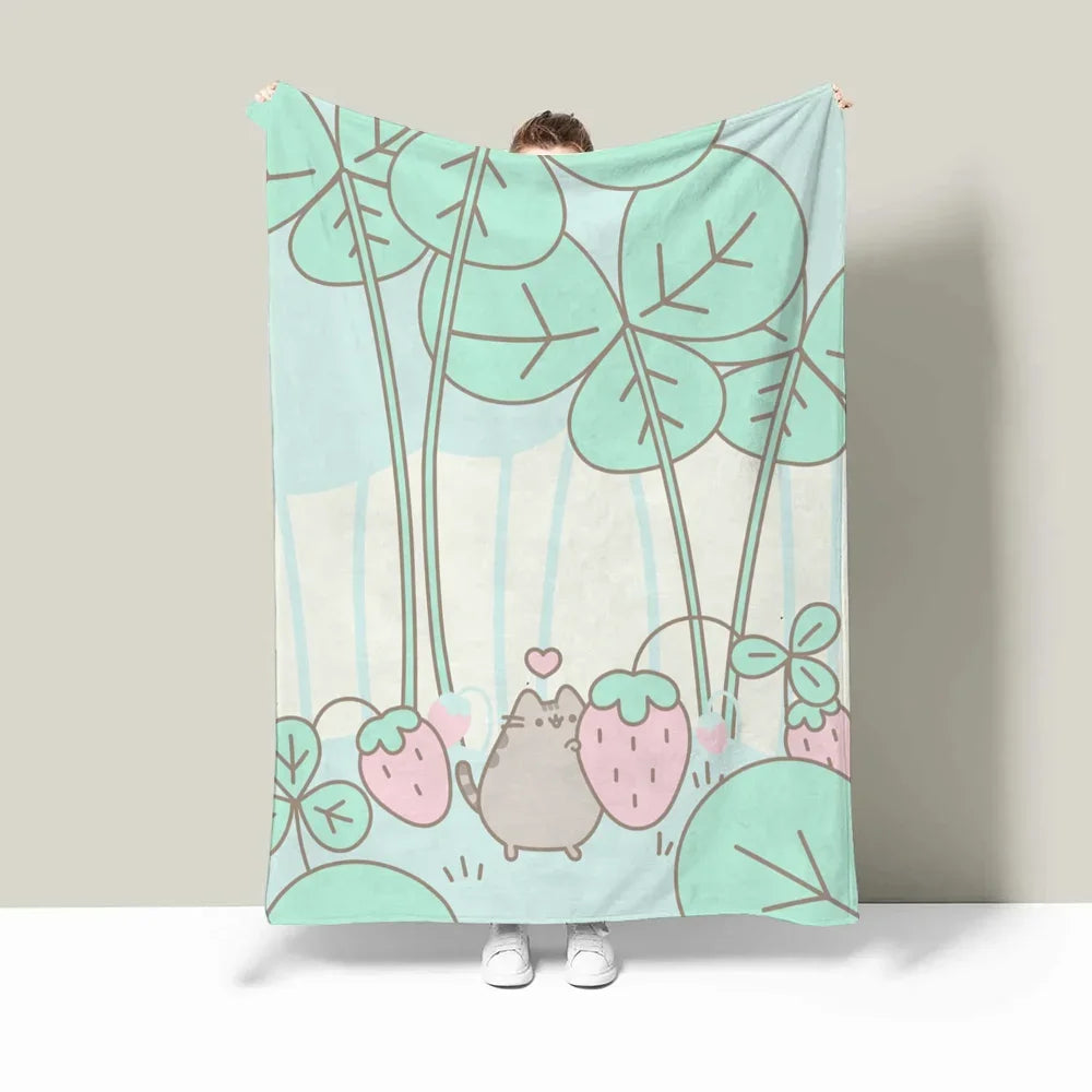 Pusheens Large Blanket King Size Throw Blanket for Sofa Luxury Bedding Hairy Blankets for Bed Fluffy Soft Blankets Characters