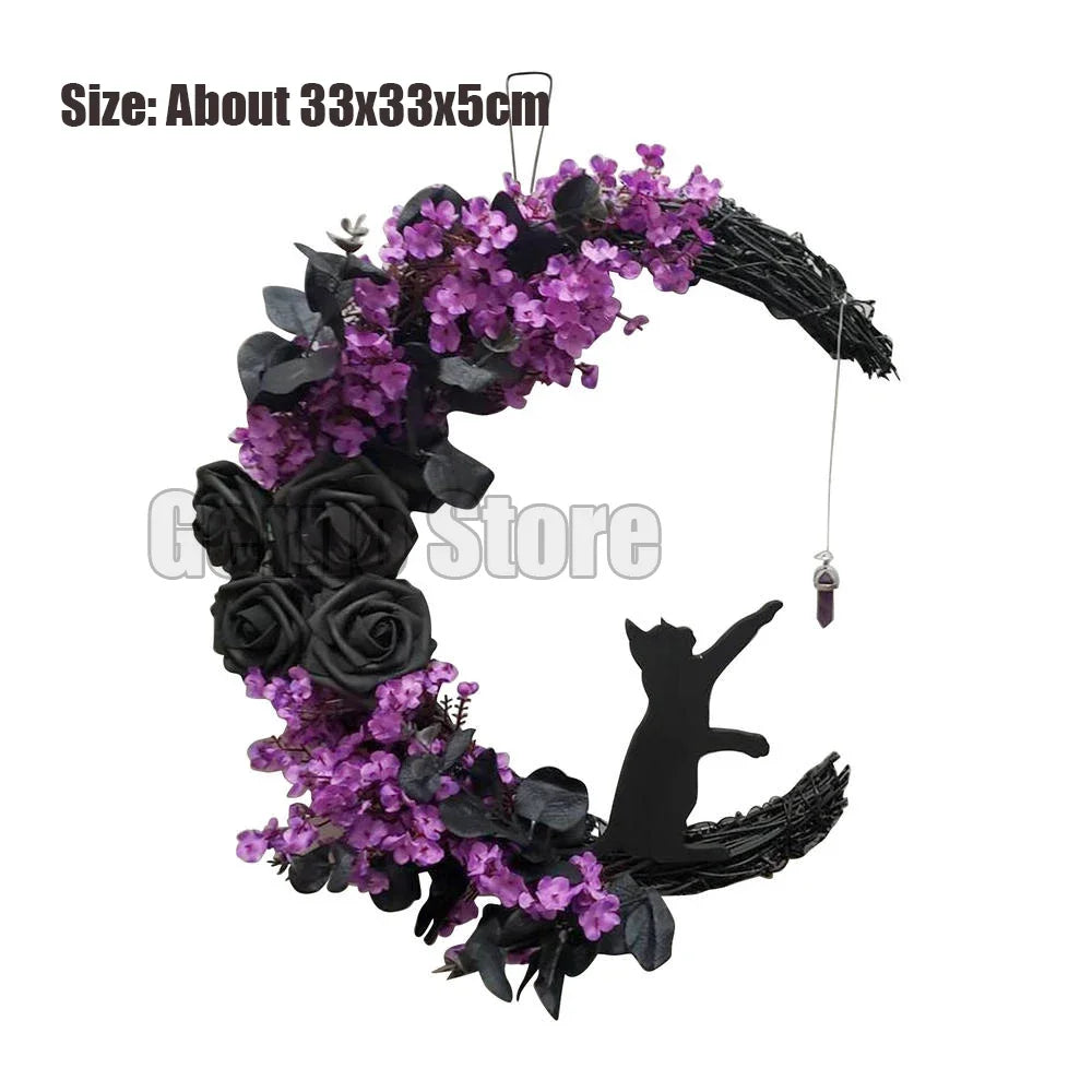 Halloween Wreath With Led Lights Door Hanging Decoration Pumpkin Witch Hat Leg Wreath Carnival Party Gifts Home Halloween Decor