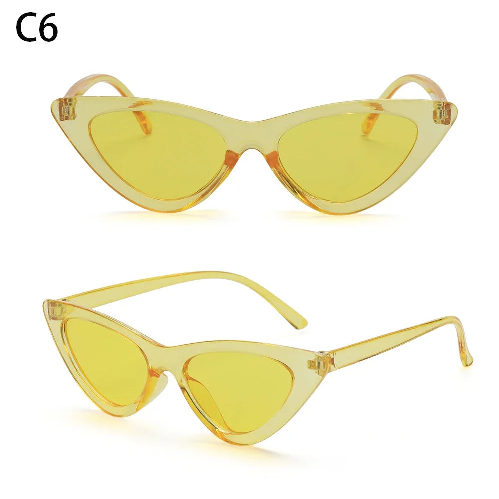 2023 Sexy Cat Eye Sunglasses Women Mirror Black Small Triangle Sun Glasses Female Lens Shades Eyewear Outdoor Driving Sunglasse