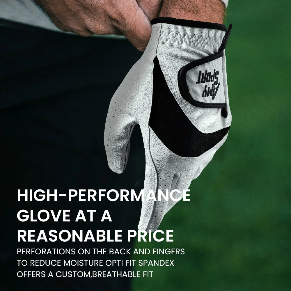 5/10 Pack Men's Golf Gloves for Left Hand Synthetic Leather, Golf Glove for Right Handed Golfer All Weather Grip