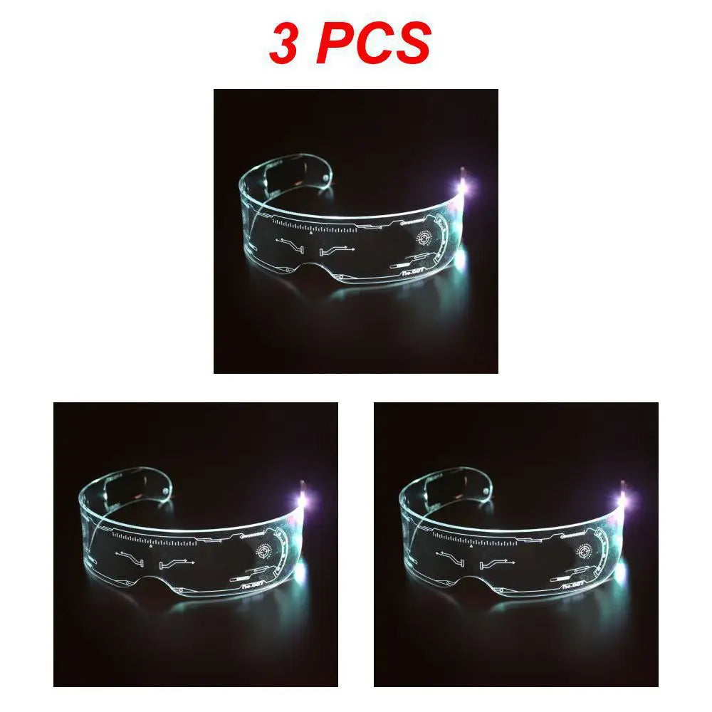 Sense of Future Science Technology LED Luminous Glasses Ins Popular Punk Goggles Party Christmas Colorful Light Shades Decor