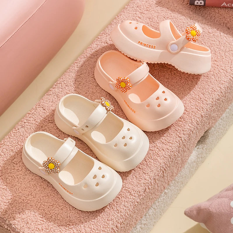 Clogs for Kids Girls Size 35 Mary Jane Slippers 6-14 Years Old and Above Princess Womens Garden Shoes Casual Platform Sandal