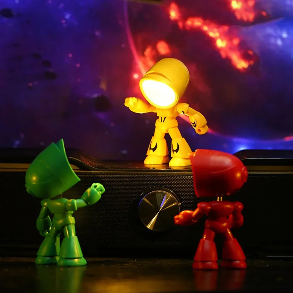 Mini Table Lamp Cute Robot Hero Led Desk Night Light Bedroom Study Reading Book Lamps Night Light Eye Protection Bedside Lights