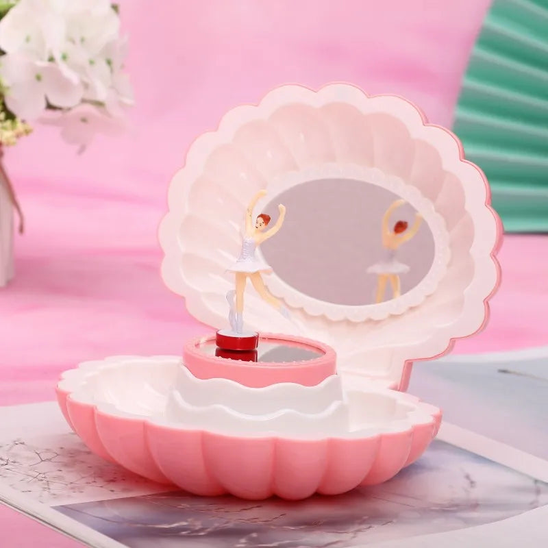 1Pc Shell Shaped Clockwork Musical Boxes Girls Dancing Ballerina Musical Box Christmas Birthday Jewelry Box Gifts Ornaments