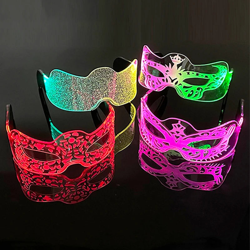 Acrylic LED Luminous Glasses Glow Party Glasses Neon Light Up Visor Eyeglasses DJ Bar Party Eyewear for Halloween Christmas