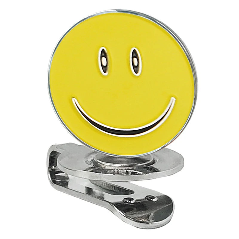 1Pcs Sturdy Smile Face Magnetic Alloy Hat Clip Golf Ball Mark Fit for Golf Cap Visor Outdoor Golf Accessories Golf Marker