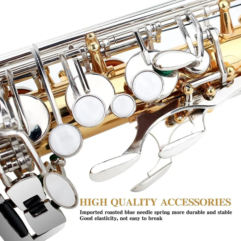 SLADE Golden Silver Saxophone Brass Eb Alto Saxophone Box Cleanning Cloth Reed Strap Glove Trimmer Parts for Beginners Adults