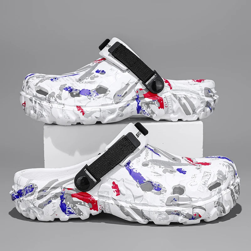 Plus Size 47 Summer Men Sandals Clogs Outdoor Garden Clogs Hole Shoes Male Casual Shoes Water Shoes Comfort Home Soft Slippers