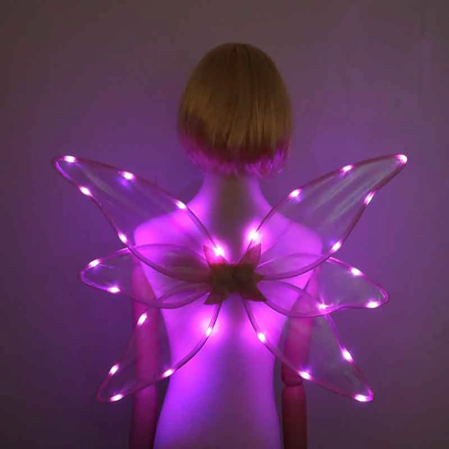 Kids Girl Elf Wings Light Up Fairy Wings LED Butterfly Wings Halloween Cosplay Costume Birthday Wedding Dress Up Party Accessory