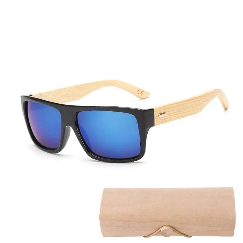 Original Wooden Bamboo Sunglasses Men Women Mirrored UV400 Sun Glasses Real Wood Shades Gold Blue Goggles Sunglases Male