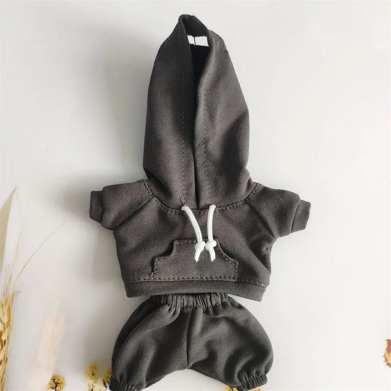 17cm Labubu Doll's Clothes the Monster Outfit Accessories Clothing DIY Kids Gift Girls Hooded Sweatshirt Pants Shoes White E25V