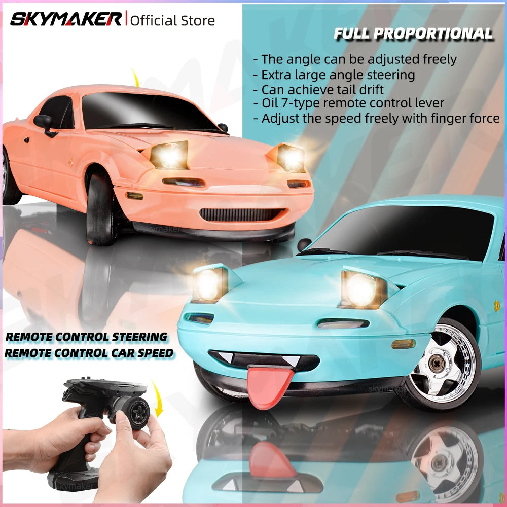 Skymaker LDRC LD1804 1/18 RC Drift Car MX5 2.4GHz RWD With ESP Gyroscope On-Road LED Lights Full Scale RC Cars Children Toy Gift