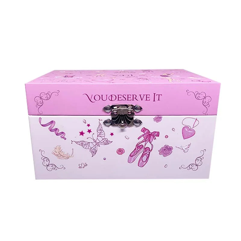 Hapinest Musical Ballerina Jewelry Box for Girl Necklace Spinning Ballerina Jewelry Storage and Music Box Kids for Birthday Gift