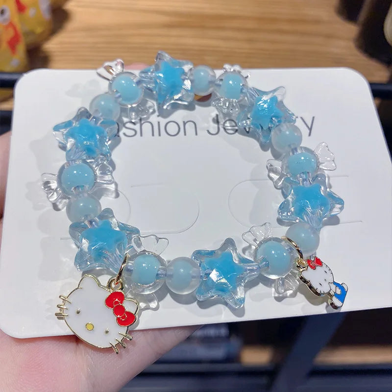 Sanrio Hello Kitty Beads Bracelets Bangle Cinnamoroll Kuromi Accessories Hello Kitty Things Bangle Sweet Y2K Kawaii Melody Gifts