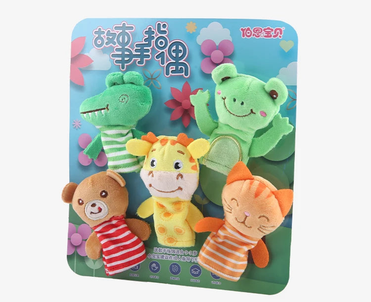 Children Animal Education Dolls Baby Finger Plush Doll Baby Hand Finger Puppets Toy Teaching Aids Boys Girls Tell Story Material