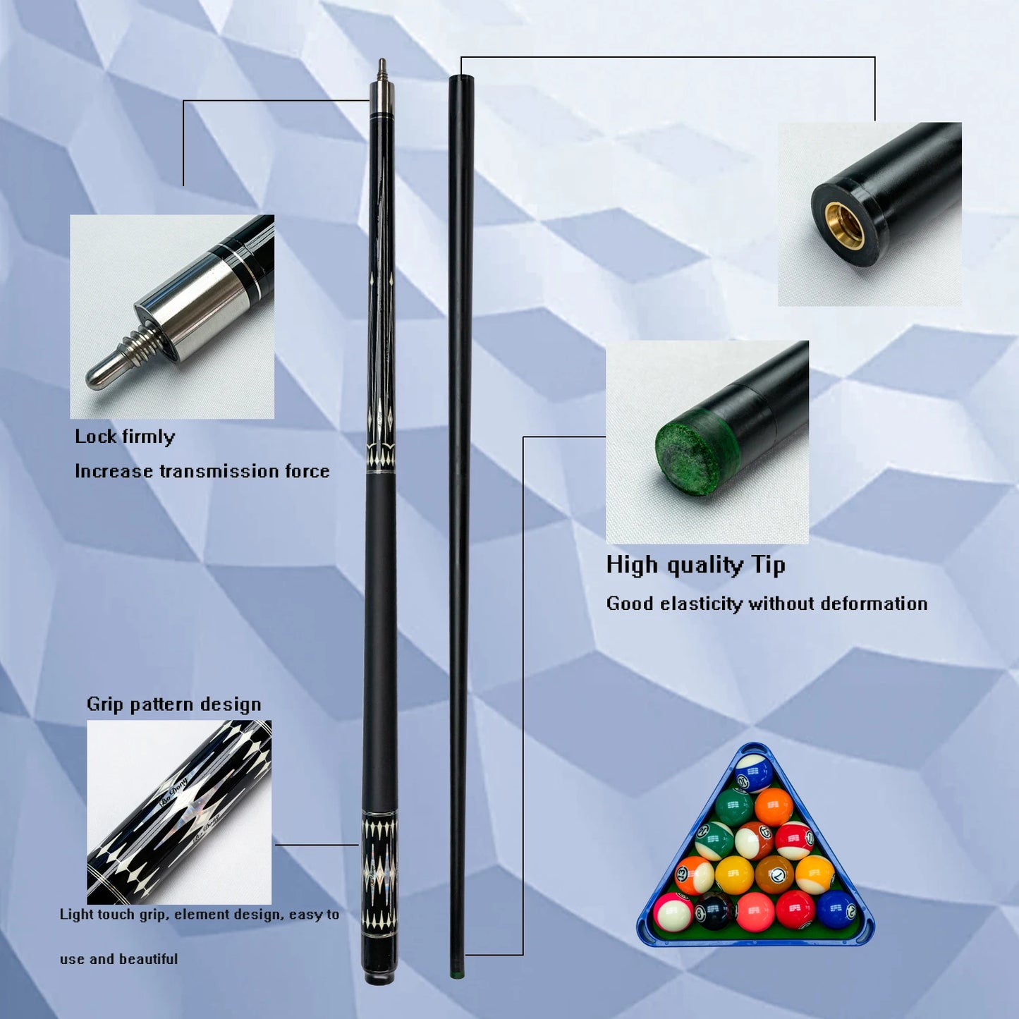 Professional Carbon Fiber Billiards Cue Stick Bag Set 12.5mm Tip Pool Cue Accessories for Carom Billiard Occupation Pool Games