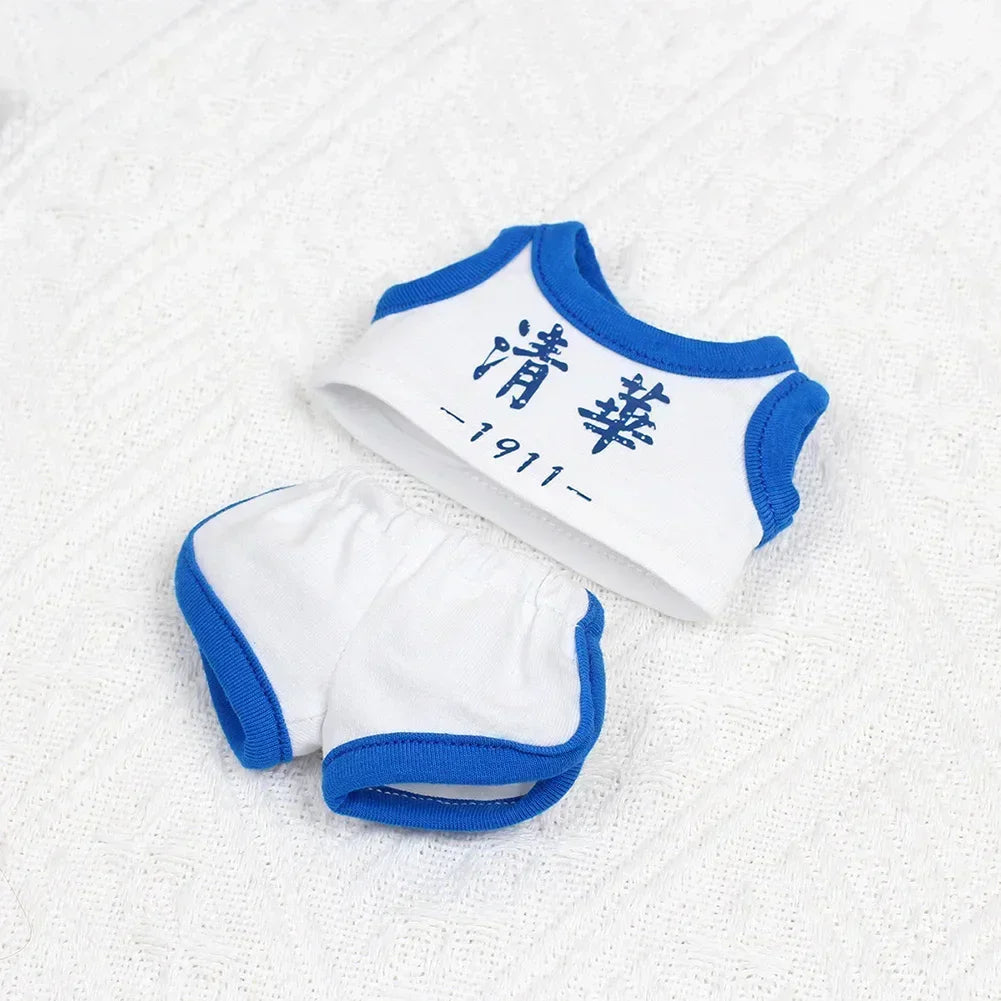 17cm Mini Plush Doll's Clothes Outfit Accessories for Korea Kpop Exo Labubu Idol Flower Shirt Leather Jacket Skirt Clothing Gift