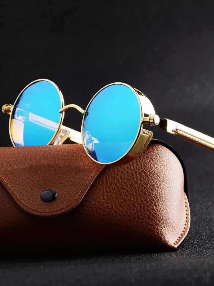 Metal Steampunk Sunglasses Men Women Fashion Round Glasses Brand Designer Vintage Sun Glasses High Quality Oculos De Sol 2021