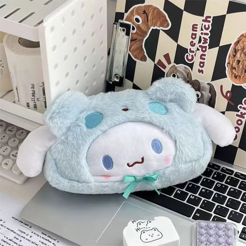 Sanrio Kuromi Cosmetic Bag Plush Pencil Case Hello Kitty Makeup Bag Large Capacity Stationery Pencil Pouch Storage Bag Girl Gift