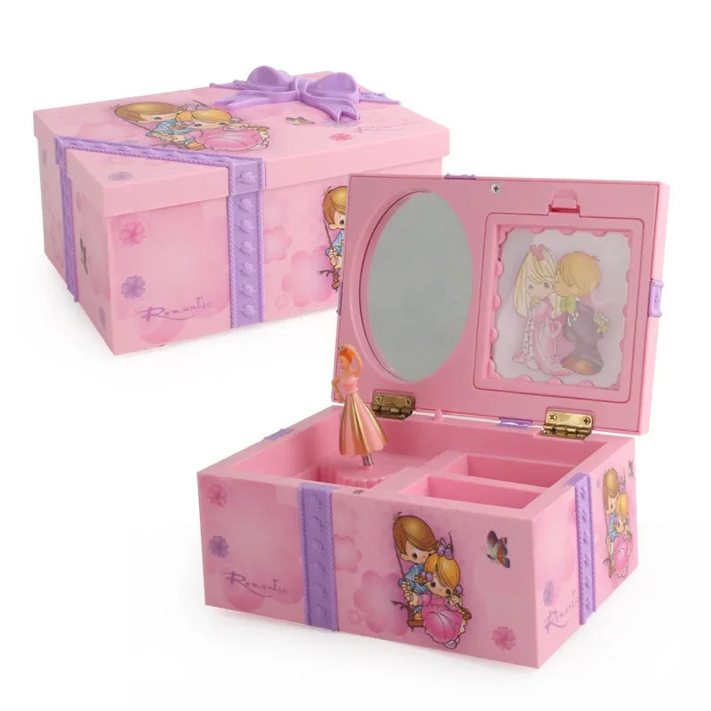 Pink Dancing Girl Music Box Ornaments Home Decor Jewelry Storage Organizer Music Box WY804