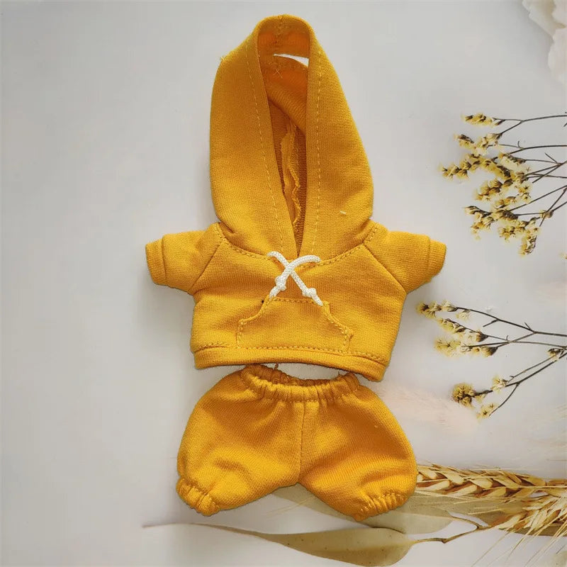 17cm Labubu Doll's Clothes the Monster Outfit Accessories Clothing DIY Kids Gift Girls Hooded Sweatshirt Pants Shoes White E25V