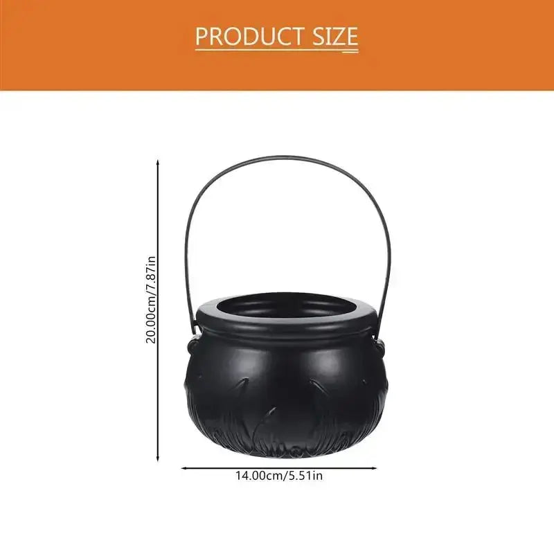 Candy Pot Halloween Flame Stripes Bucket Witch Basket Black Pot Kettle Trick Pumpkin Holder Goodie Photo Costume Decorate 