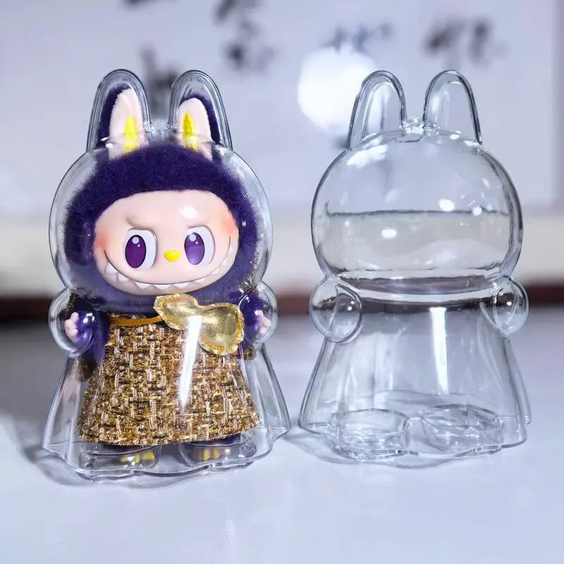 Labubu Protector Case Labubu V1V2V3 Suitable for Wearing Clothes Loose Less Crowded Protective Acrylic Storage Case Transparent