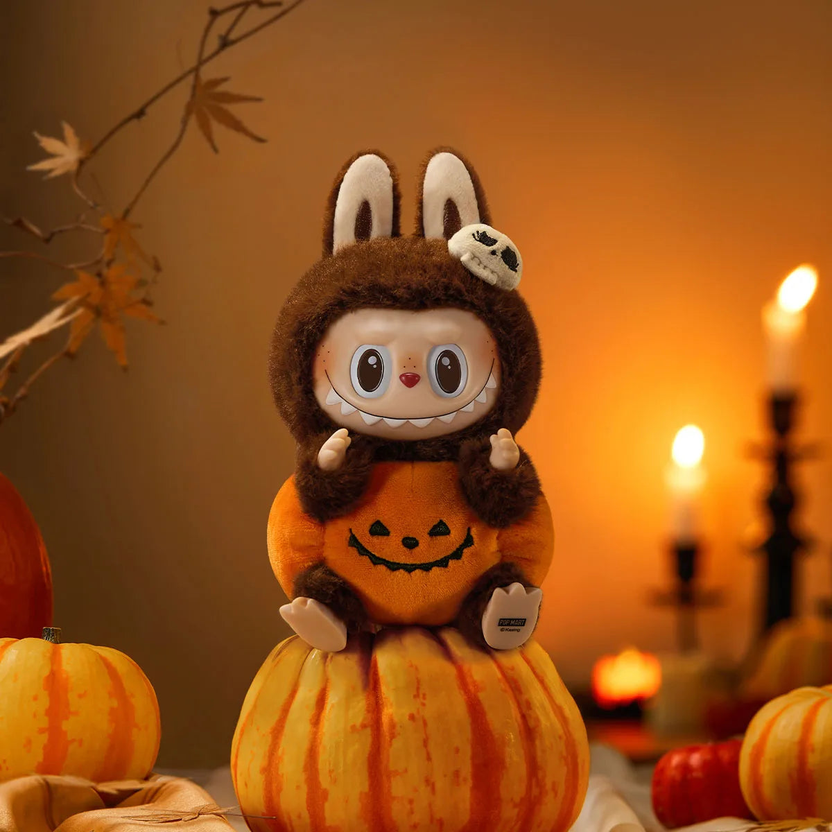 100% Authentic POP MART the Monsters Happy Halloween Party Series - Sitting Pumpkin Vinyl Plush Pendant Collectible