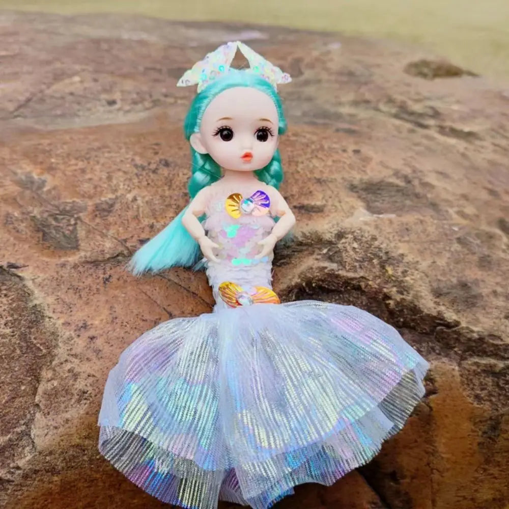 24cm Bjd Sequin Mermaid Doll Joints Movable Fashion Clothes Wedding Dress Costume Clothes Girl Princess Play House Toy Gift