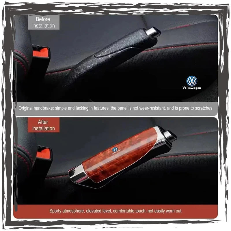 Car Handbrake Cover Protector Wooden Carbon Fiber for Volkswagen Polo Passat B5 B6 B7 T4 T5 Golf 4 5 6 Tiguan Jetta Gol