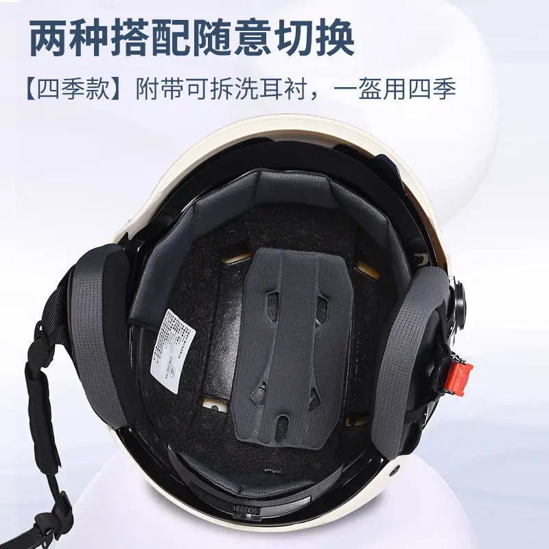 YEMA Casco Go Kart Scooter Motor Van Motorcycle Dual Lens Vintage Helmets Four Seasons Racing Half Helmets Casque Helmet