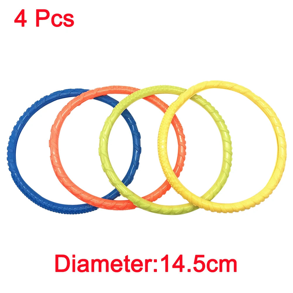 3/4Pcs Diving Game Toys Set Swimming Pool Throwing Toy Dive Swim Rings Circle Underwater Kids Summer Gift Beach Pool Accessories