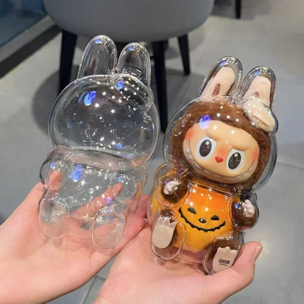 For Labubu V1 V2 Protective Acrylic Case Shell Transparent Portable Cable Organizer Box Thickened Doll Bag Keychain Bags