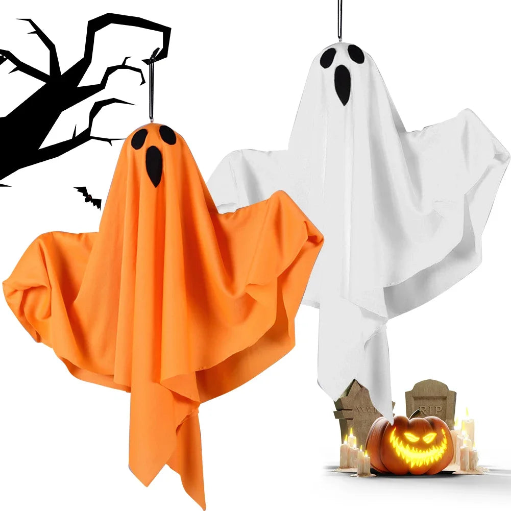 Halloween LED Hanging Ghost Light IP65 Waterproof Halloween Glowing White Ghost Glowing Door Hanging Ghost for Halloween Party