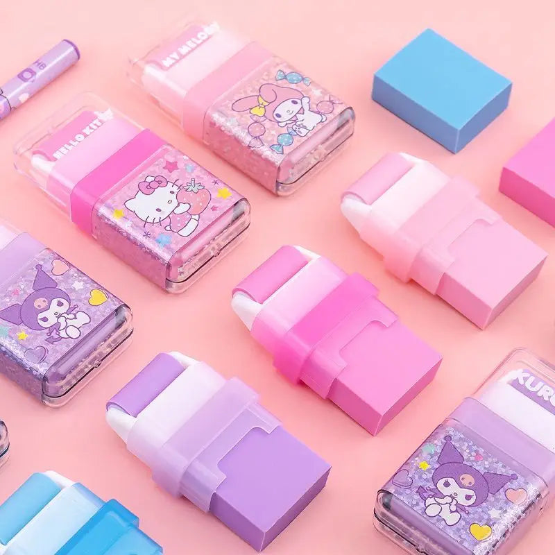 Sanrio All-Star Eraser for Students Cartoon Cute Kuromi Cinnamoroll My MelodyHello KittyPompompurin Roller Storage Eraser Gift