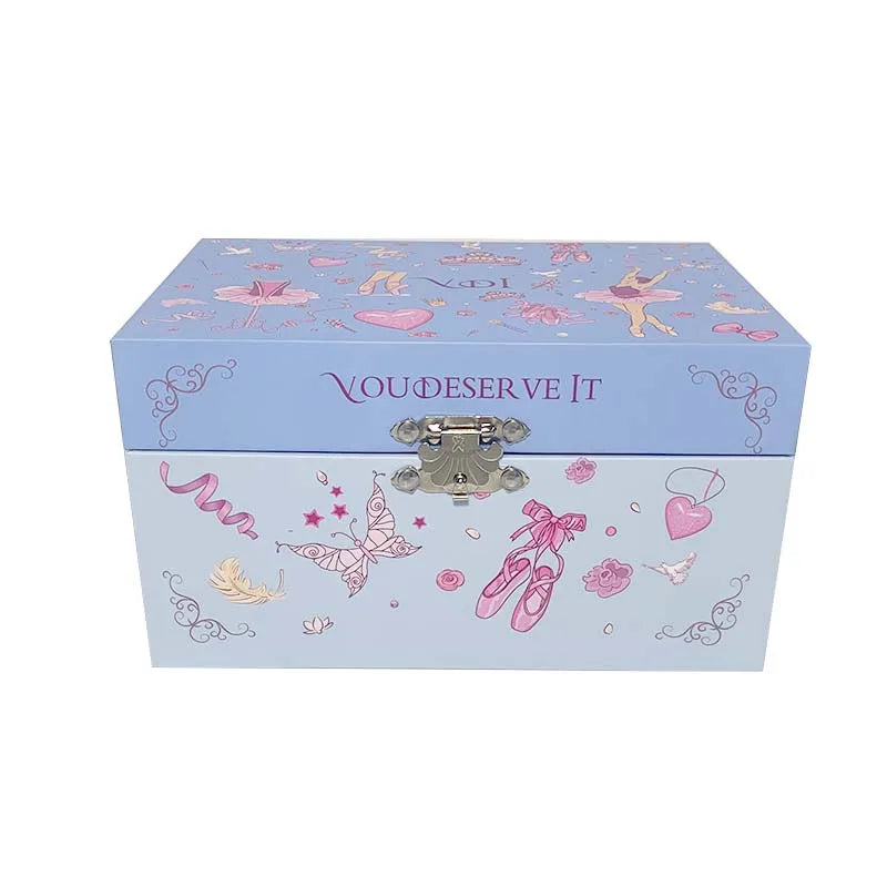 Hapinest Musical Ballerina Jewelry Box for Girl Necklace Spinning Ballerina Jewelry Storage and Music Box Kids for Birthday Gift