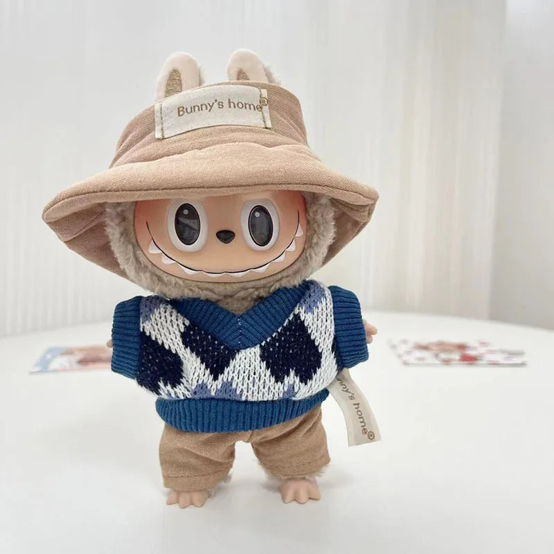 17cm Cute Mini Plush Doll'S Clothes Outfit Accessories for Korea Kpop Exo Labubu Idol Dolls Sweater Hoodie Clothing DIY Kid Gift
