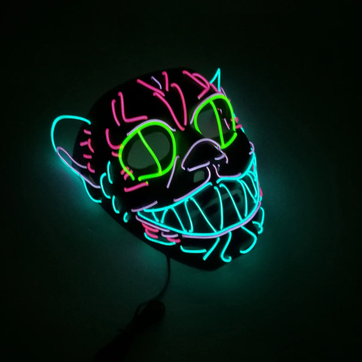 High Quality Cat King Full Face Headgear Mask Nightclub Disco Decorative Light Mask Halloween LED Glowing Mask