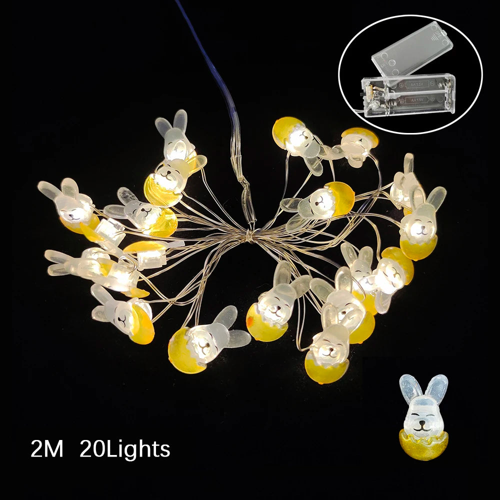 2M 20Leds Easter Fairy Light String Easter Eggs Rabbit Carrot Led Lights for Home Garland Diy Light Happy Easter Decoration 2025