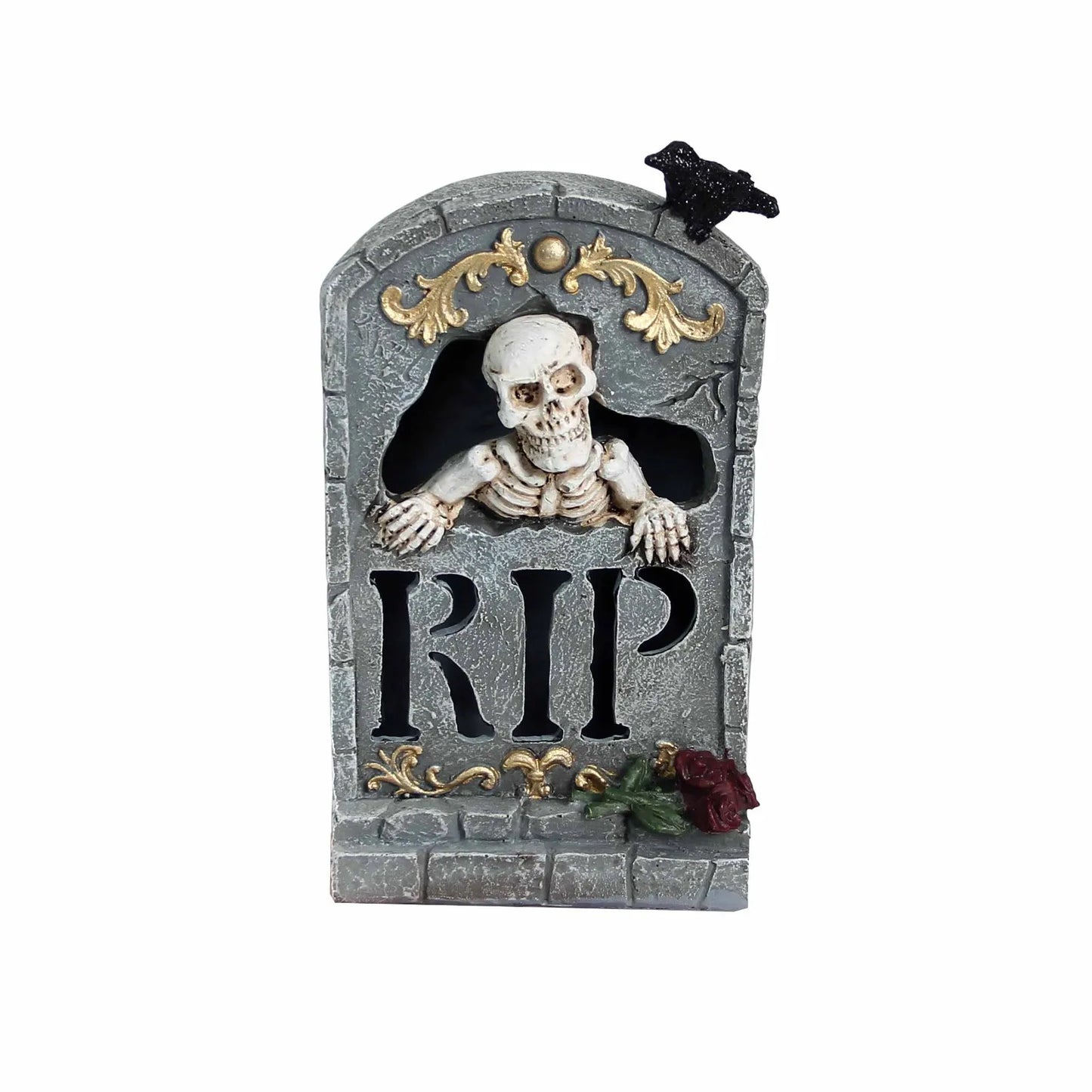 Halloween Tombstone Decoration With LED Lights Spooky Tombstone Statue Skeleton Ghost Skull Tombstone Miniature Figurines