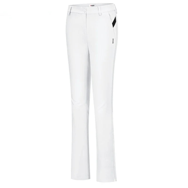 PGM Women Summer Golf Pants Ankles Cropped Fit Slim Elastic Flared Trousers Zip Pocket Waterproof Lady Golf Clothing KUZ128