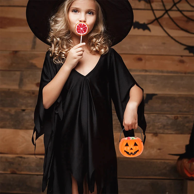 6pcs Halloween Cauldron Bucket Candy Pumpkin Mini Witch Black Pot Decor Buckets Bowl Witches Kettle Container