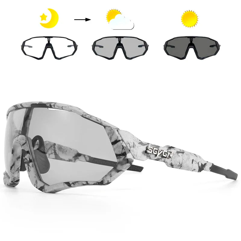 Photochromic Cycling Sunglasses Outdoor Sports Running Drving Glasses Road MTB Bicycle Goggles UV400 Safety Bike Eyewear