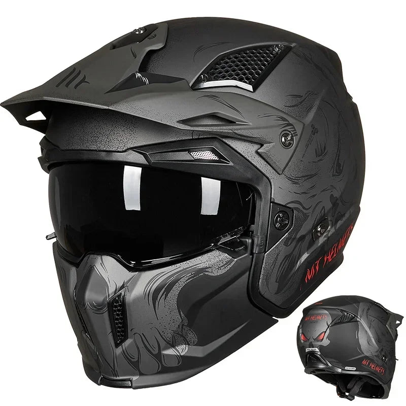 MT Off-Road Motorcycle Helmet Riding Full Face Helmet Variable Half Helmet Personality Unisex Retro Helmet